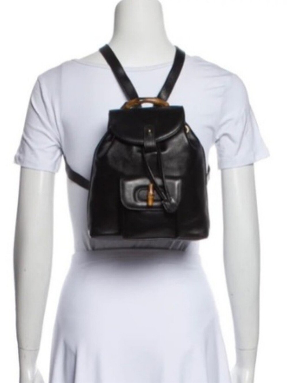 Gucci Black Leather Mini Backpack with Bamboo Toggle